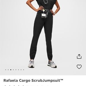 Figs Rafaella Black Athletic Jumpsuit with Belted Waist